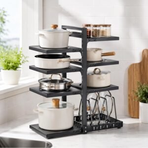 HomeEssentials Kitchen Counter Pan Rack Multipurpose Organizer - 7 Tier