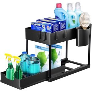 Xmart India 2 Tier Under Sink Organizer for Kitchen & Bathroom - Pull-Out Cabinet Storage Rack
