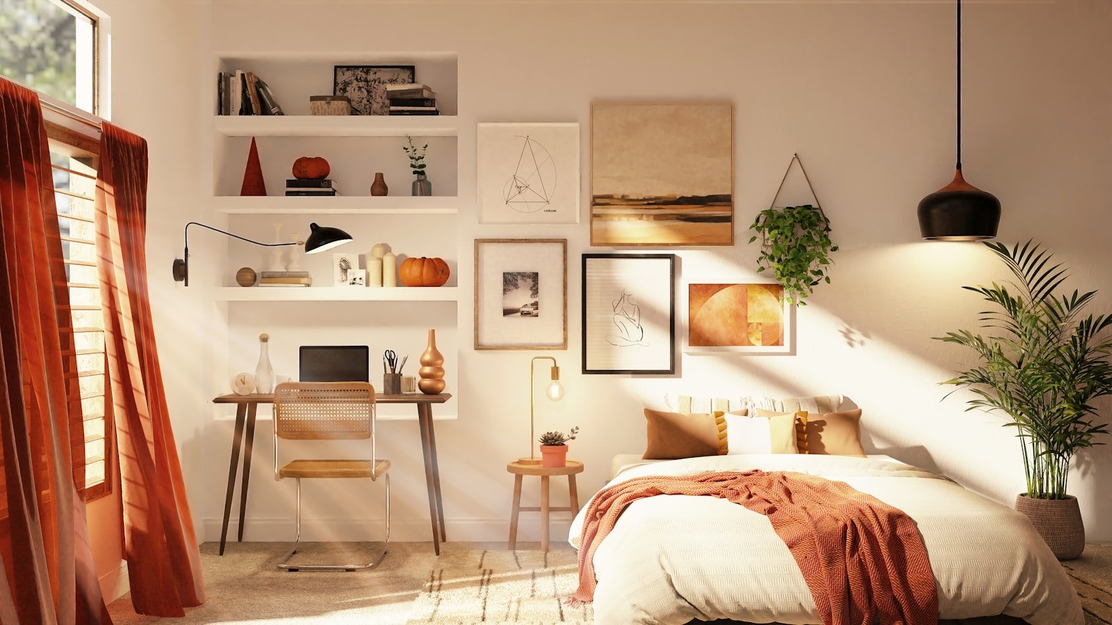 Study/Home Office Corner Design for Small Flats in Delhi NCR 1 Small bedroom corner converted into home office study desk setup Delhi NCR